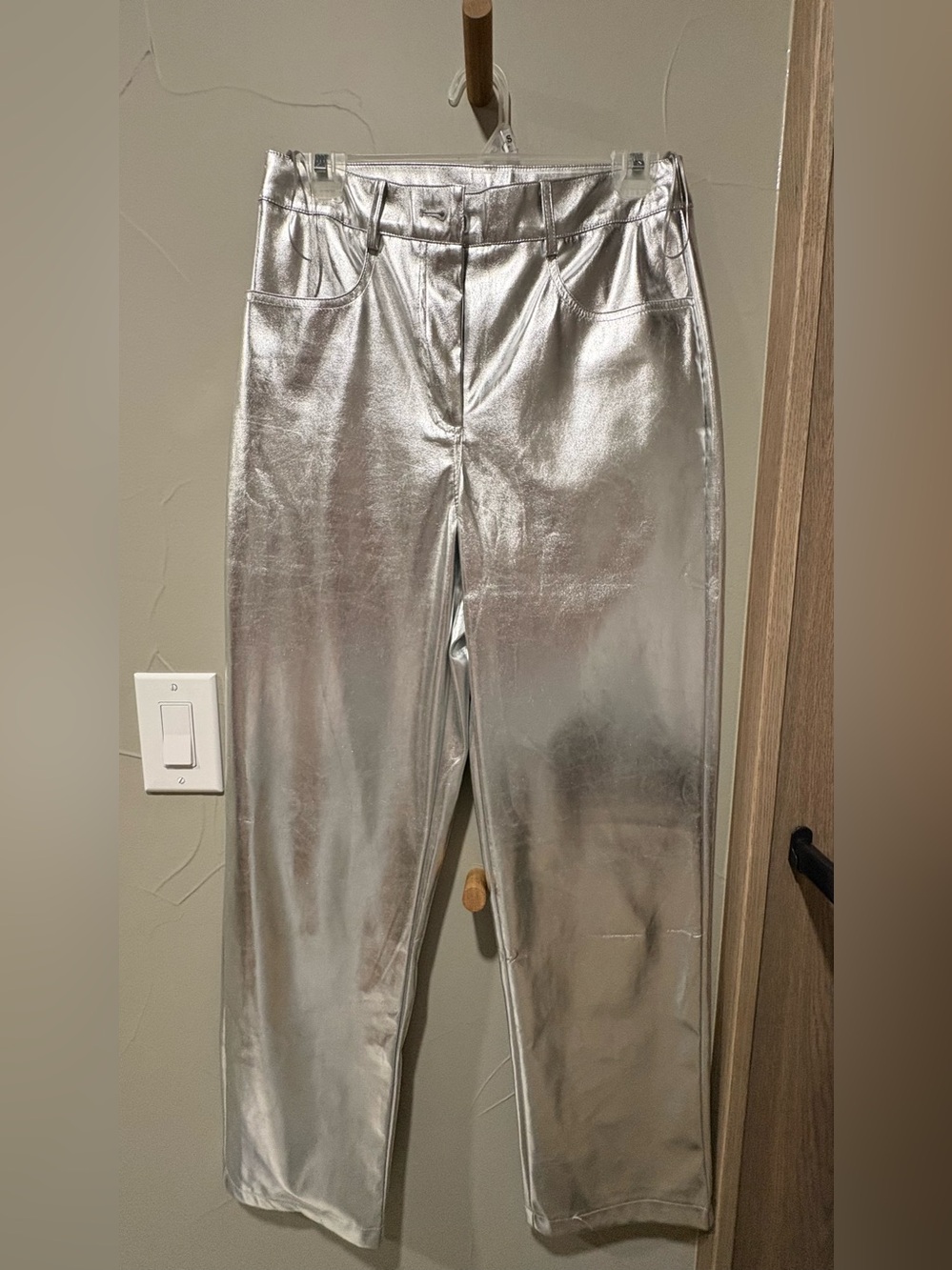 12th Tribe Metallic Silver High-Shine Pants